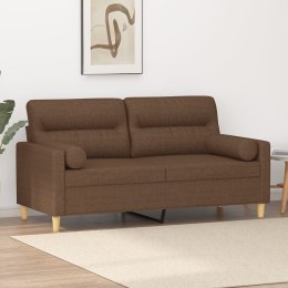 VidaXL 2-osobowa sofa z poduszkami, brązowa, 140 cm, tkanina