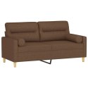 VidaXL 2-osobowa sofa z poduszkami, brązowa, 140 cm, tkanina