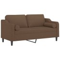 VidaXL 2-osobowa sofa z poduszkami, brązowa, 140 cm, tkanina