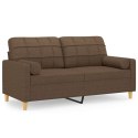 VidaXL 2-osobowa sofa z poduszkami, brązowa, 140 cm, tkanina