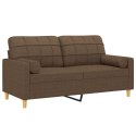 VidaXL 2-osobowa sofa z poduszkami, brązowa, 140 cm, tkanina