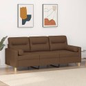 VidaXL 3-osobowa sofa z poduszkami, brązowa, 180 cm, tkanina