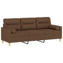 VidaXL 3-osobowa sofa z poduszkami, brązowa, 180 cm, tkanina