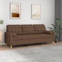 VidaXL 3-osobowa sofa z poduszkami, brązowa, 180 cm, tkanina