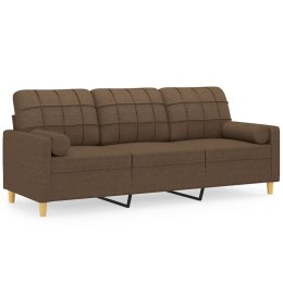 VidaXL 3-osobowa sofa z poduszkami, brązowa, 180 cm, tkanina