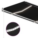 VidaXL Ręcznie zwijana markiza z LED, 4x3 m, antracytowa