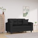 VidaXL 2-osobowa sofa z poduszkami, czarna, 120 cm, mikrofibra