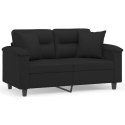 VidaXL 2-osobowa sofa z poduszkami, czarna, 120 cm, mikrofibra