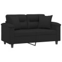 VidaXL 2-osobowa sofa z poduszkami, czarna, 120 cm, mikrofibra