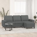 VidaXL 3-osobowa sofa z podnóżkiem, ciemnoszary, 180 cm, tkaniną