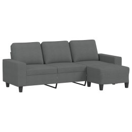 VidaXL 3-osobowa sofa z podnóżkiem, ciemnoszary, 180 cm, tkaniną