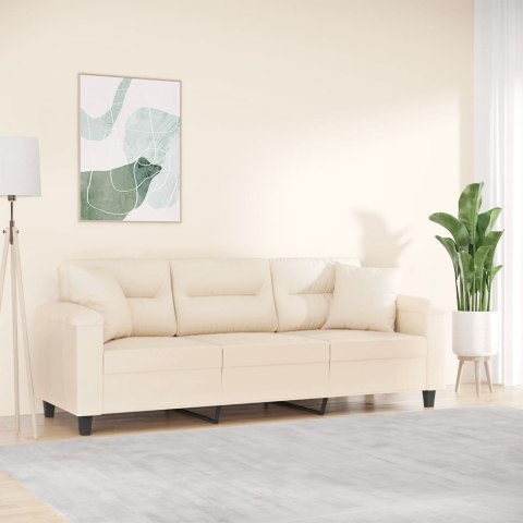 VidaXL 3-osobowa sofa z poduszkami, beżowa, 180 cm, mikrofibra