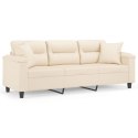 VidaXL 3-osobowa sofa z poduszkami, beżowa, 180 cm, mikrofibra