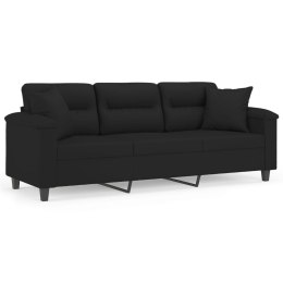 VidaXL 3-osobowa sofa z poduszkami, czarna, 180 cm, mikrofibra