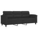 VidaXL 3-osobowa sofa z poduszkami, czarna, 180 cm, mikrofibra