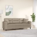 VidaXL 3-osobowa sofa z poduszkami, kolor taupe, 180 cm, mikrofibra