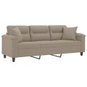 VidaXL 3-osobowa sofa z poduszkami, kolor taupe, 180 cm, mikrofibra