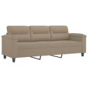 VidaXL 3-osobowa sofa z poduszkami, kolor taupe, 180 cm, mikrofibra