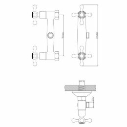 Dwuuchwytowa bateria Rousseau Beverley Prysznic Metal Mosiądz 15 cm