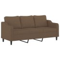 3-osobowa sofa z poduszkami, brązowa, 180 cm, tkanina