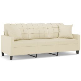 VidaXL 3-osobowa sofa z poduszkami, kremowa, 180 cm, sztuczna skóra