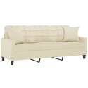 3-osobowa sofa z poduszkami, kremowa, 180 cm, sztuczna skóra