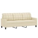 3-osobowa sofa z poduszkami, kremowa, 180 cm, sztuczna skóra