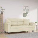 VidaXL 2-osobowa sofa z poduszkami, kremowa, 140 cm, sztuczna skóra