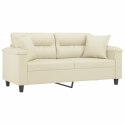 VidaXL 2-osobowa sofa z poduszkami, kremowa, 140 cm, sztuczna skóra