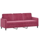 VidaXL 3-osobowa sofa z podnóżkiem winna czerwień 180 cm, aksamit