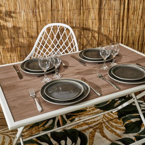 Stół Barcelona z efektem drewna metalowy110x70