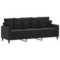 VidaXL 3-osobowa sofa z podnóżkiem, czarna, 180 cm, aksamit