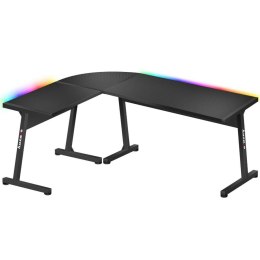 Biurko Gaming Huzaro HZ-Hero 6.0 Black RGB Czarny Stal Włókno węglowe 147 x 74 x 112 cm