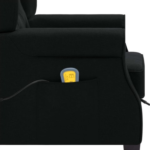 Fotel masujący z podnóżkiem, czarny, obity tkaniną