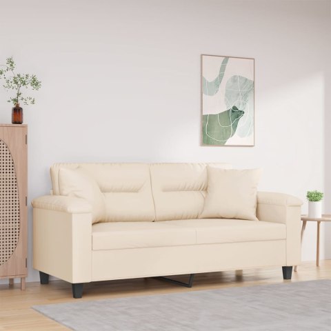 VidaXL 2-osobowa sofa z poduszkami, beżowa, 140 cm, mikrofibra