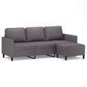 3-osobowa sofa z podnóżkiem, szary, 180 cm, sztuczna skóra