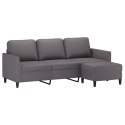 3-osobowa sofa z podnóżkiem, szary, 180 cm, sztuczna skóra