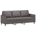 3-osobowa sofa z podnóżkiem, szary, 180 cm, sztuczna skóra