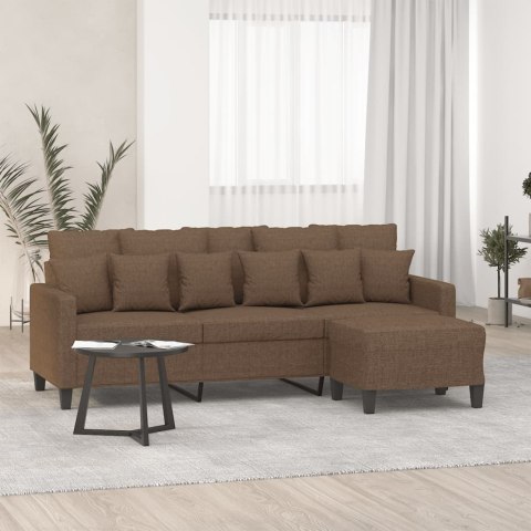 3-osobowa sofa z podnóżkiem, brązowy, 180 cm, tkaniną