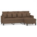 3-osobowa sofa z podnóżkiem, brązowy, 180 cm, tkaniną