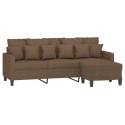 3-osobowa sofa z podnóżkiem, brązowy, 180 cm, tkaniną