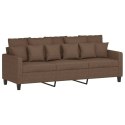 3-osobowa sofa z podnóżkiem, brązowy, 180 cm, tkaniną