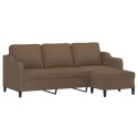 VidaXL 3-osobowa sofa z podnóżkiem, brązowy, 180 cm, tkaniną