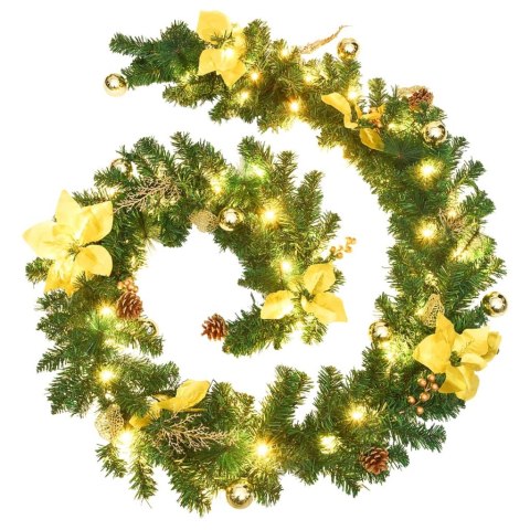 Świąteczna girlanda z lampkami LED, zielona, 2,7 m, PVC Świąteczna girlanda z lampkami LED, zielona, 2,7 m, PVC