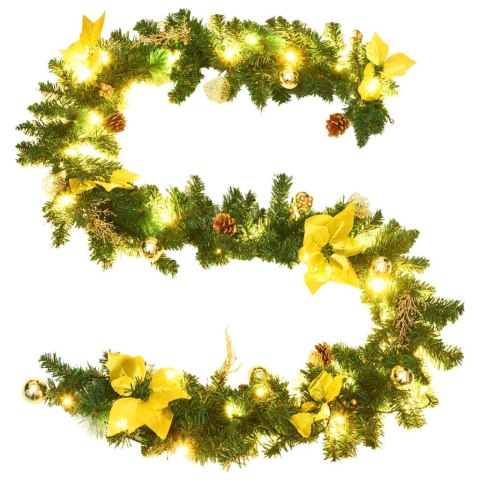 Świąteczna girlanda z lampkami LED, zielona, 2,7 m, PVC Świąteczna girlanda z lampkami LED, zielona, 2,7 m, PVC