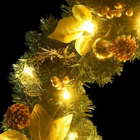Świąteczna girlanda z lampkami LED, zielona, 2,7 m, PVC Świąteczna girlanda z lampkami LED, zielona, 2,7 m, PVC