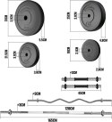 PHYSIONIC Zestaw hantli do podnoszenia ciężarów, 107 kg