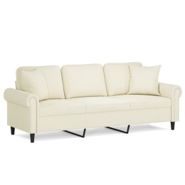 VidaXL 3-osobowa sofa z poduszkami, kremowa, 180 cm, aksamit