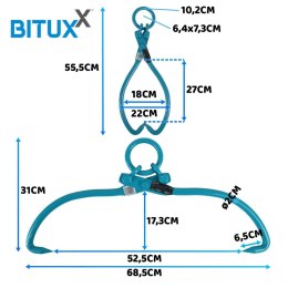 Chwytak do drewna 450mm 680kg samozaciskowe kleszcze do pni Bituxx