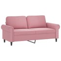 2-osobowa sofa z poduszkami, różowa, 140 cm, aksamit